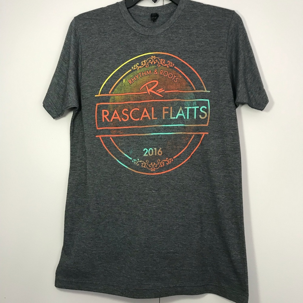 Rascal Flats Graphic Band Concert Tee 2016 Rhythm and Roots Tour Grey